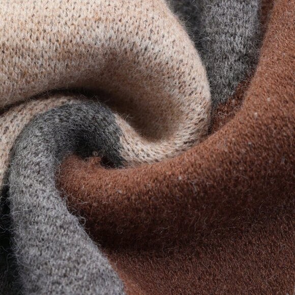 Brown Casual Women's Plaid Loose Long Sleeve Crew Neck Sweater - Picture 2 of 7